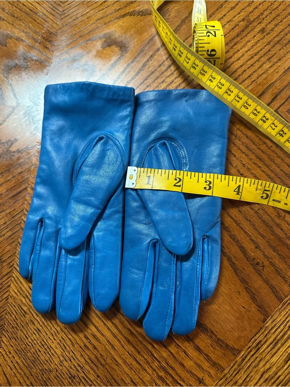 Women's Cobalt Blue Leather Gloves